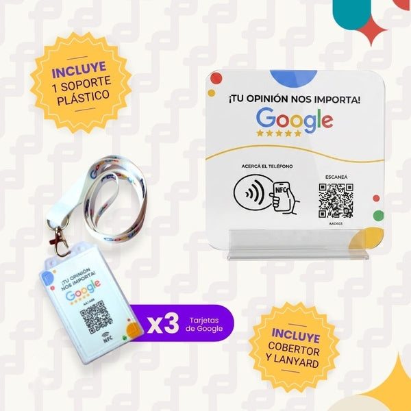 Combo - 3 Tarjetas Google + 1 Cartel Google