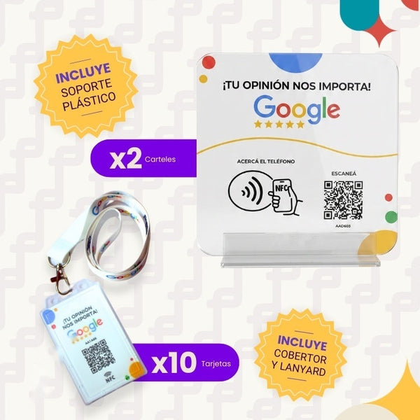 Combo - 10 Tarjetas de Google + 2 Carteles de Google