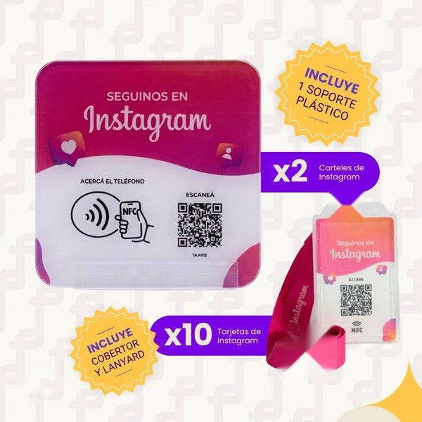 Combo 10 Tarjetas de Instagram + 2 Carteles de Instagram